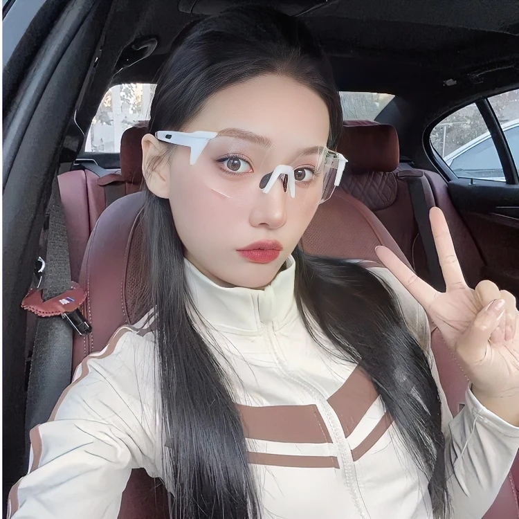透明无框一体式骑行眼镜网红户外山地车自行车登山镜防风沙时尚女