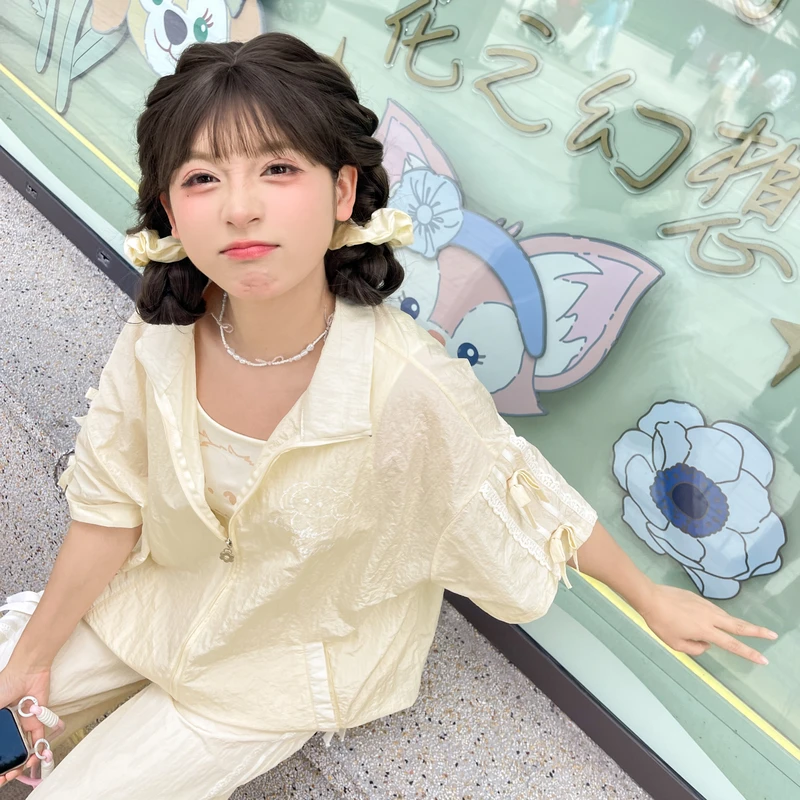 森女部落原创甜妹少女风元气奶黄色薄款外套2025年夏季新款女装