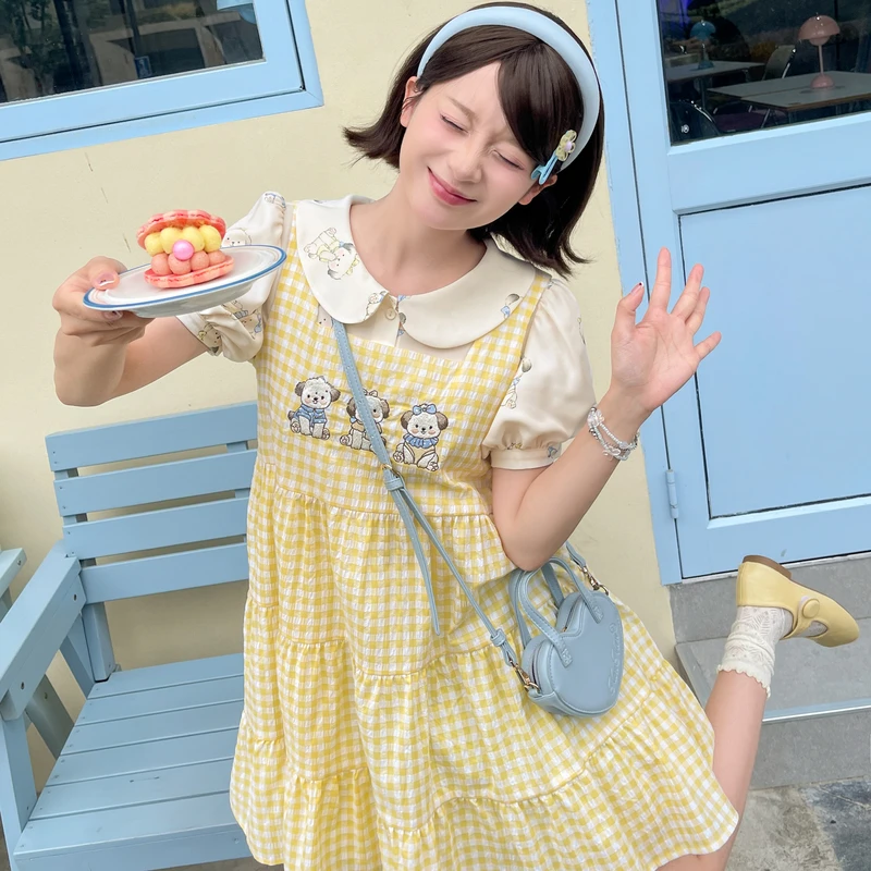 森女部落原创格子背带裙甜妹少女A字裙连衣裙2025年新款夏季女装