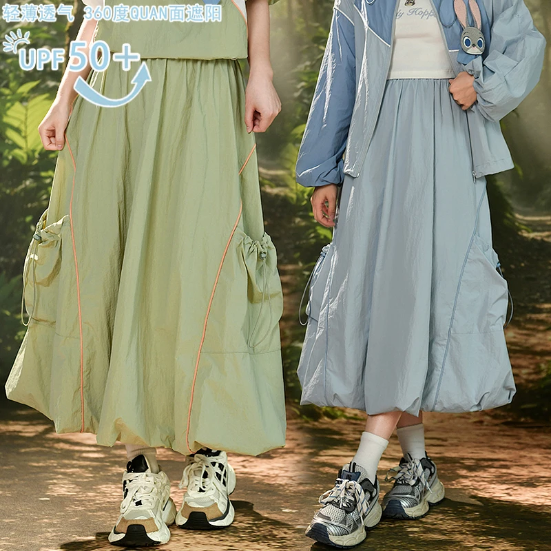 森女部落原创户外露营风山系半身裙伞裙纯色简约2025年夏新款女裙