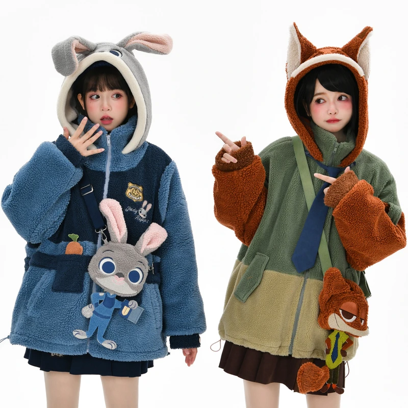 朱迪尼克疯狂动物城原创森女部落棉服棉衣连帽情侣闺蜜装MA1178A2