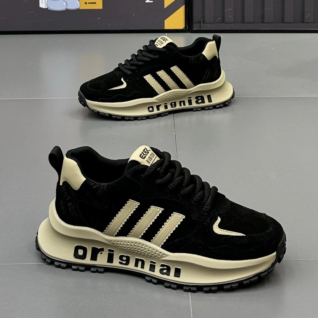 欧洲站潮牌男鞋2024新款秋季复古印花休闲鞋内增高慢跑老爹鞋子男