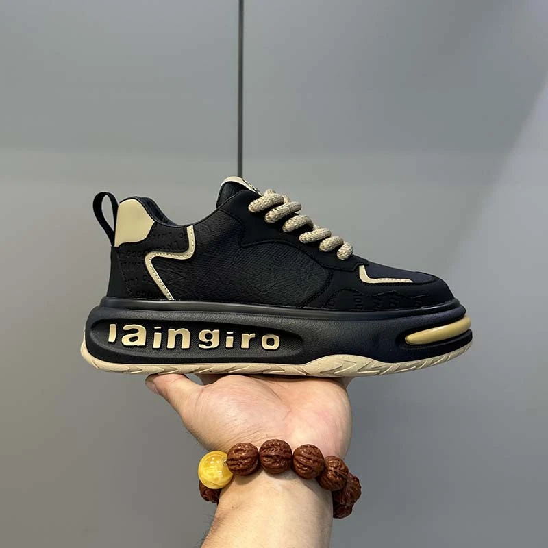 男鞋冬季款2024新款潮流高级感百搭小众设计休闲板鞋厚底溶解潮鞋