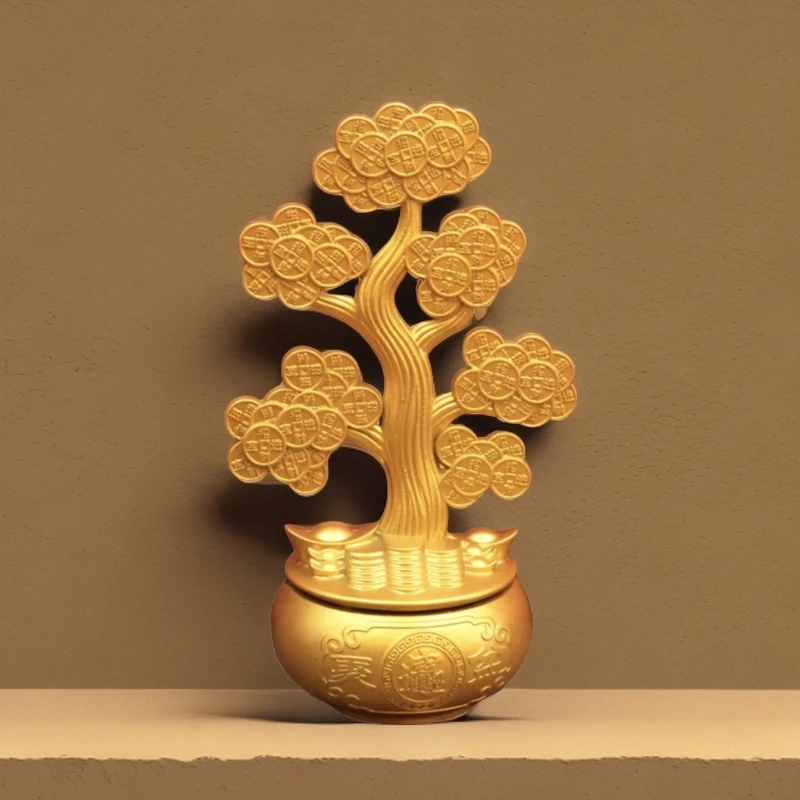 【发财树摆件】新款摇钱树转转摆件招财摆件家居酒柜装饰品