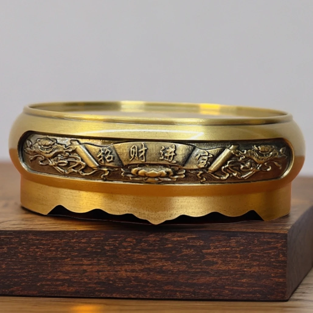 【进宝百搭铜底座】黄铜家居聚宝缸搭配桌面摆件