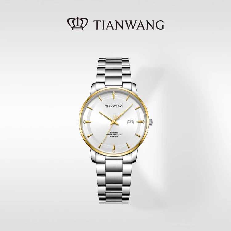 天王表博雅男士商场同款休闲情侣石英白盘钢带GS31127T.D.S.S