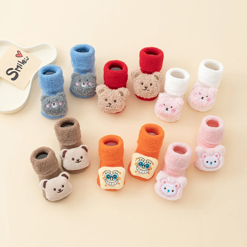 儿童袜子秋冬款24年秋冬款加厚防滑宝宝卡通袜雄踞MQJHM01