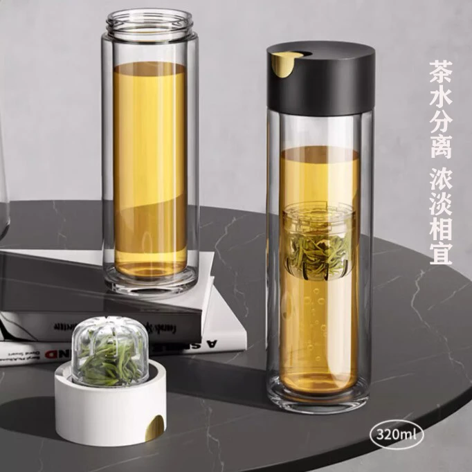 磁吸泡茶杯透明玻璃杯车载防烫高颜值女士男士专用杯子家庭水杯
