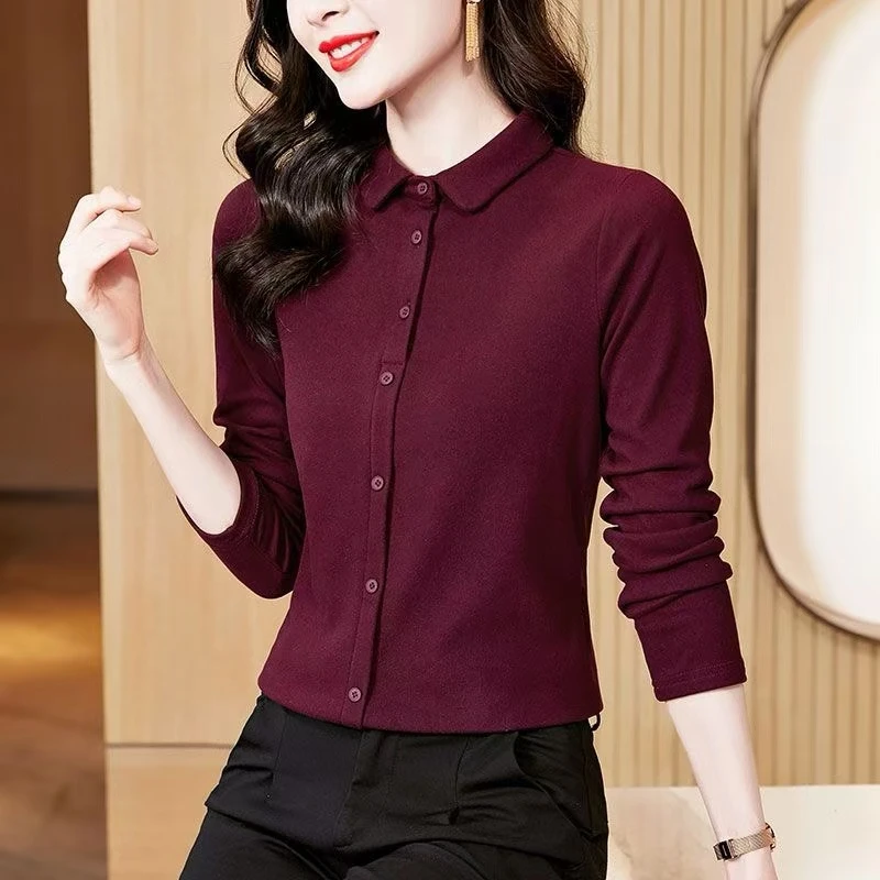 秋冬季双面德绒双面绒2024翻领长袖上衣时尚气质百搭显瘦打底衫