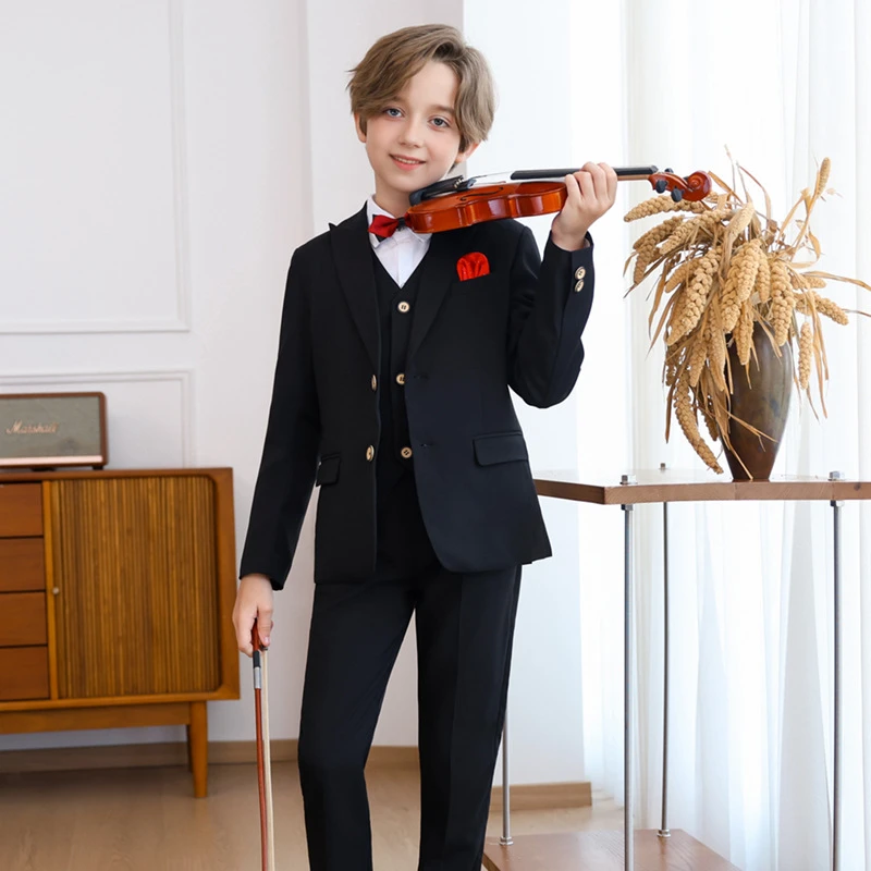男童西装秋冬新款英伦儿童主持演讲钢琴演出西服花童周岁礼服
