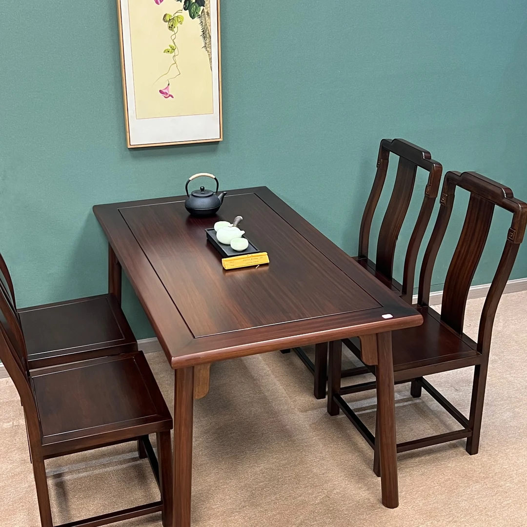 实木榫卯工艺新中式餐桌高端设计简约风格长方形吃饭桌子