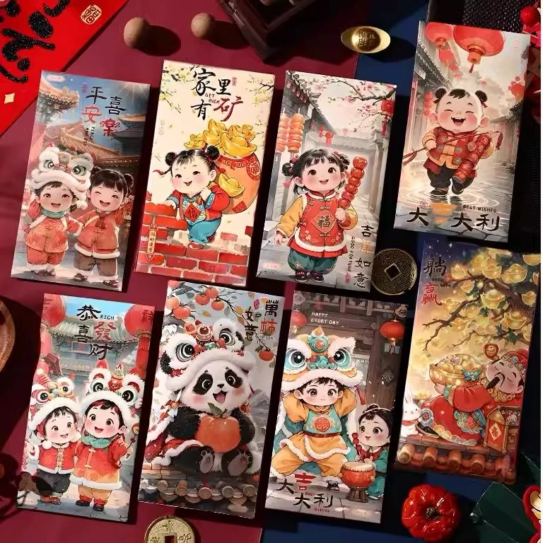 蛇年新款春节创意烫金利是封卡通红包过年儿童拜年专用国潮压岁包