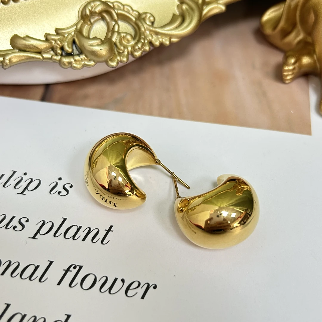 足金999黄金5D无氰气质硬金百搭耳饰个性乔妹时尚同款耳针6.25