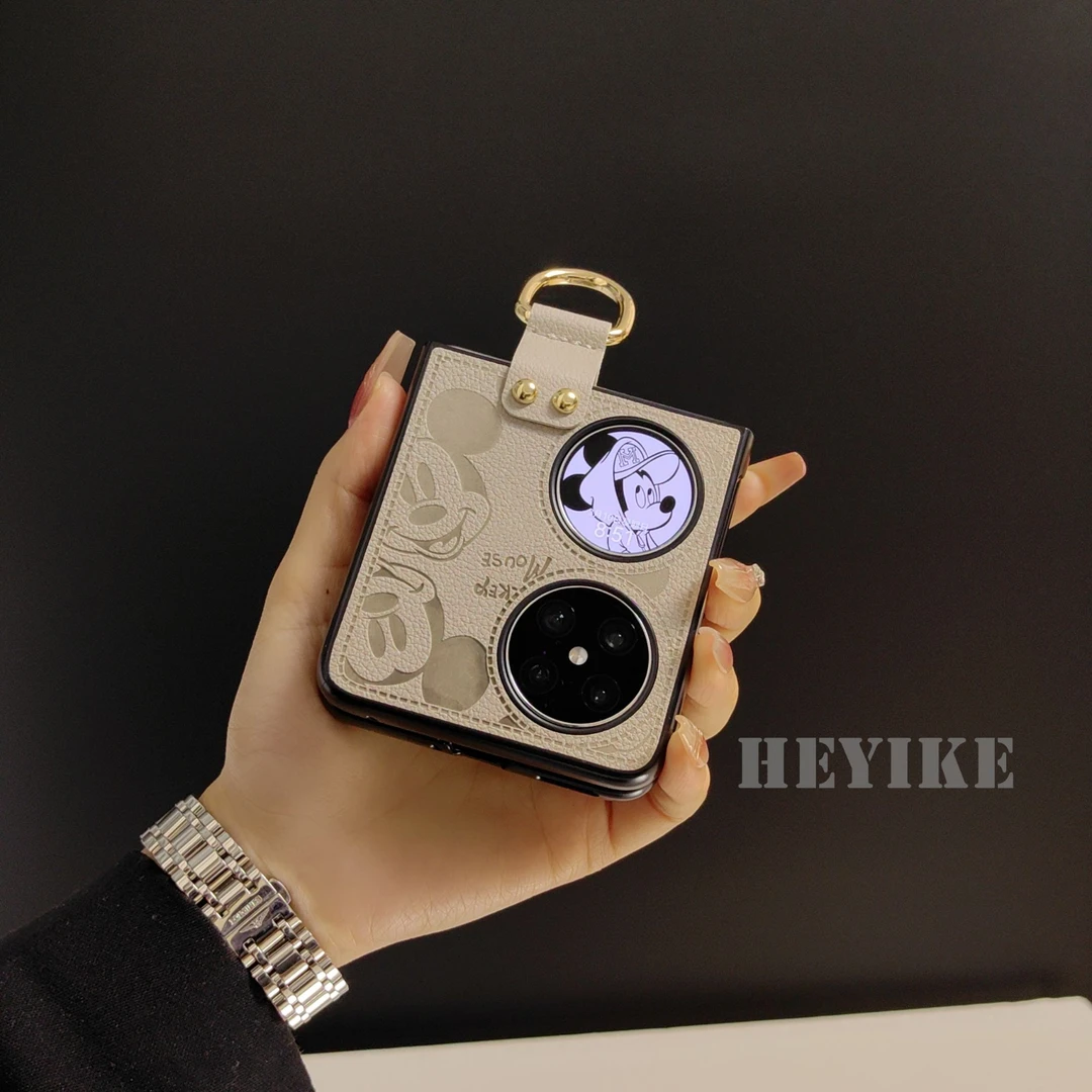 新款米奇指环适用华为pocket2手机壳卡通P50pocket S折叠屏保护套