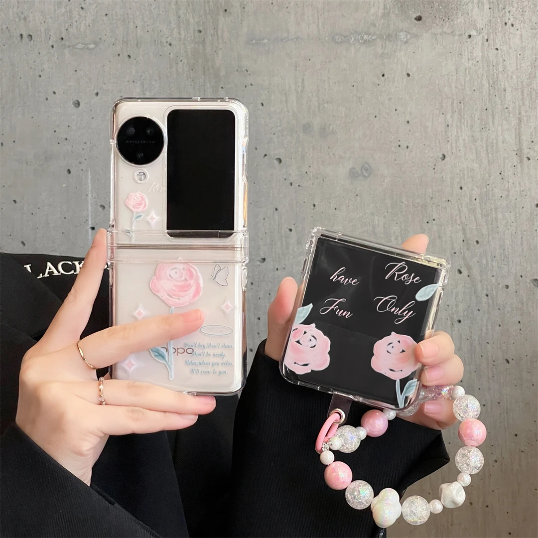 ins花朵适用oppofindn3flip手机壳vivoxflip折叠屏透明可爱保护套