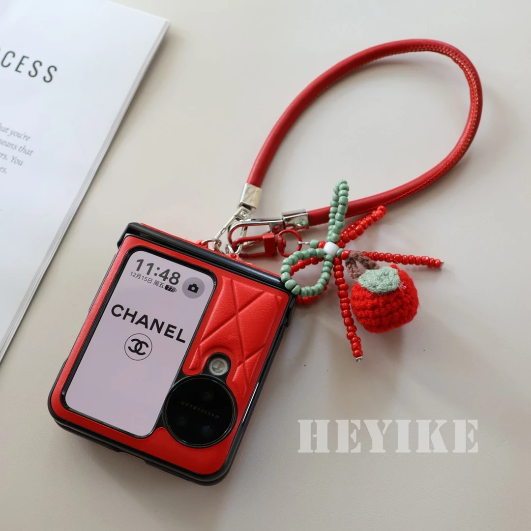 新年小羊皮红色菱格皮质oppofindn3flip手机壳折叠防摔手提保护套