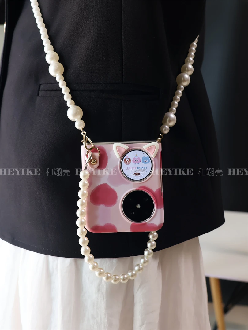 新款猫咪耳朵华为Pocket2手机壳折叠pocketS超薄防摔斜挎手提女款