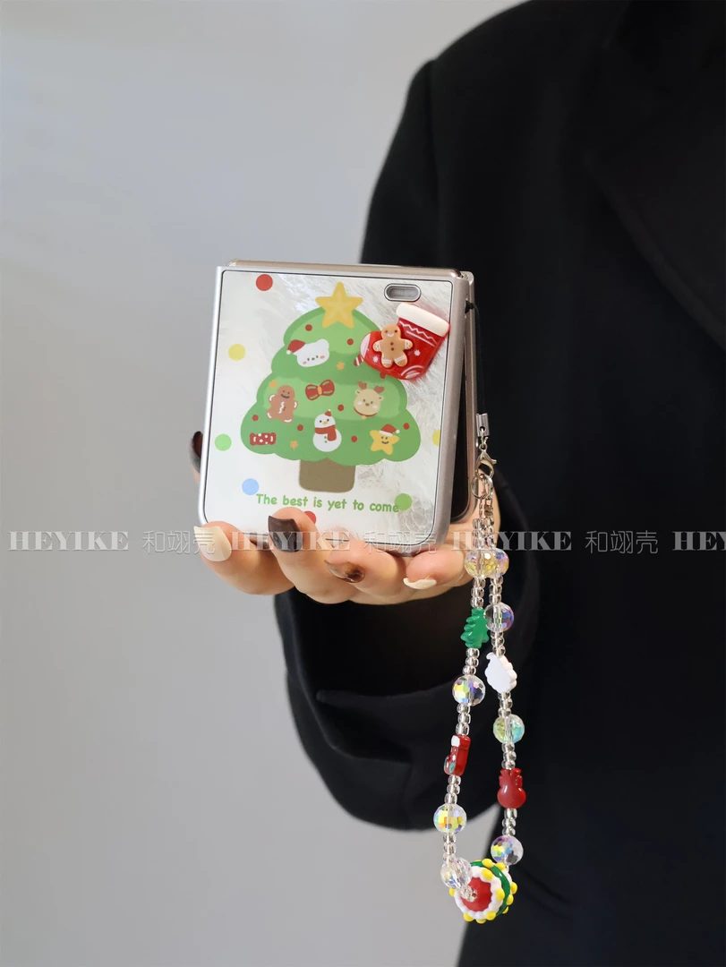 冰川纹立体圣诞树适用荣耀magicvflip手机壳折叠屏pocket2防摔套