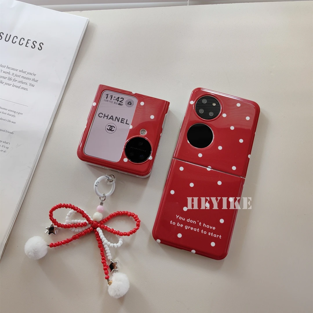 新年红色波点软胶华为Pockets手机壳折叠P50pocket防摔保护套女款