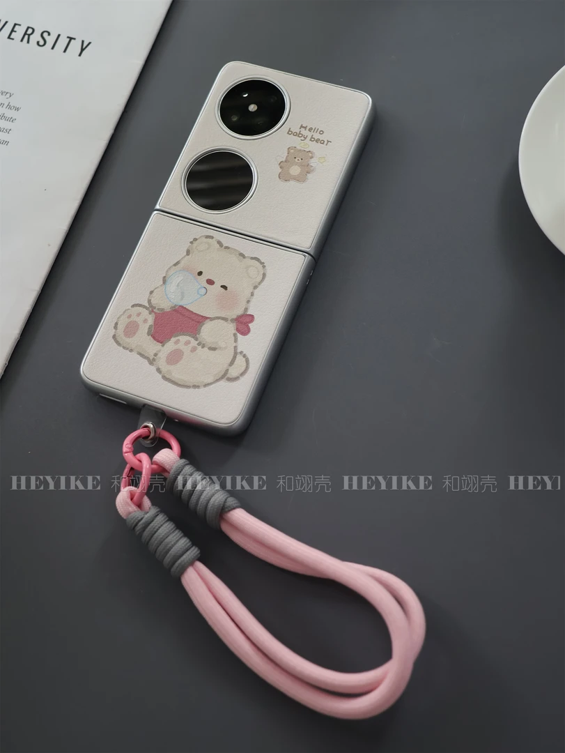 小羊皮粉色熊适用华为Pocket2手机壳折叠pocketS防摔创意手提女款