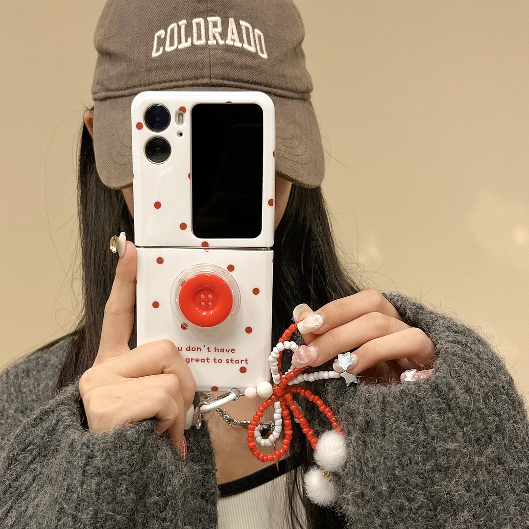 ins简约波点软胶oppofindn3Filp手机壳折叠n2flip复古保护套女款
