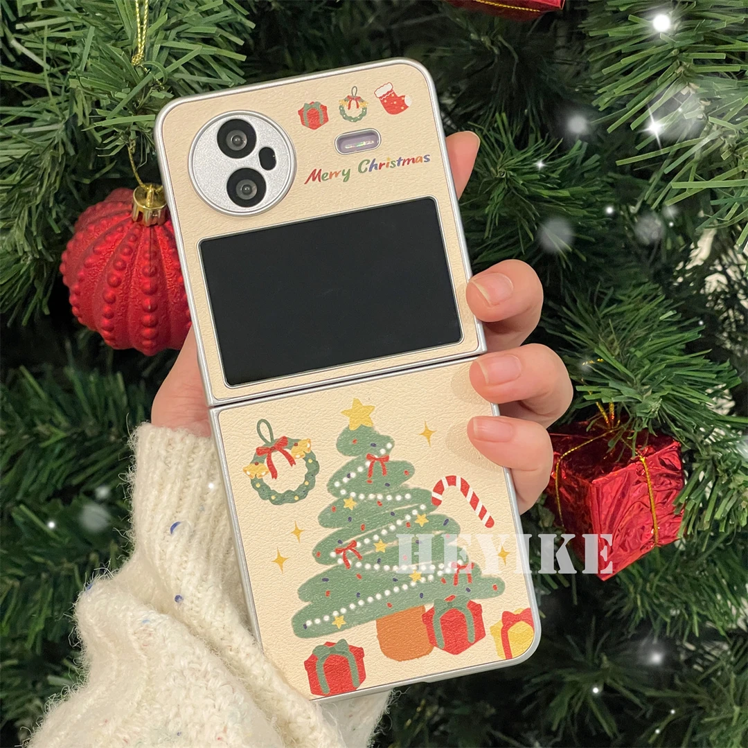 ins圣诞树小羊皮适用VIVOXFLIP手机壳折叠屏女款卡通可爱保护套新