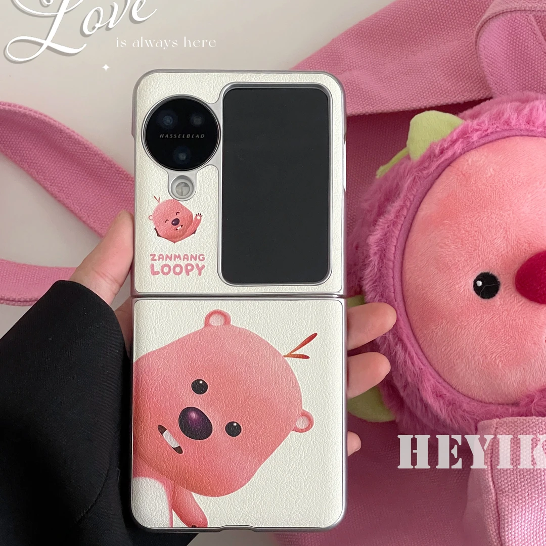 小羊皮粉色海狸适用oppofindn3flip手机壳折叠屏n2防摔卡通保护套