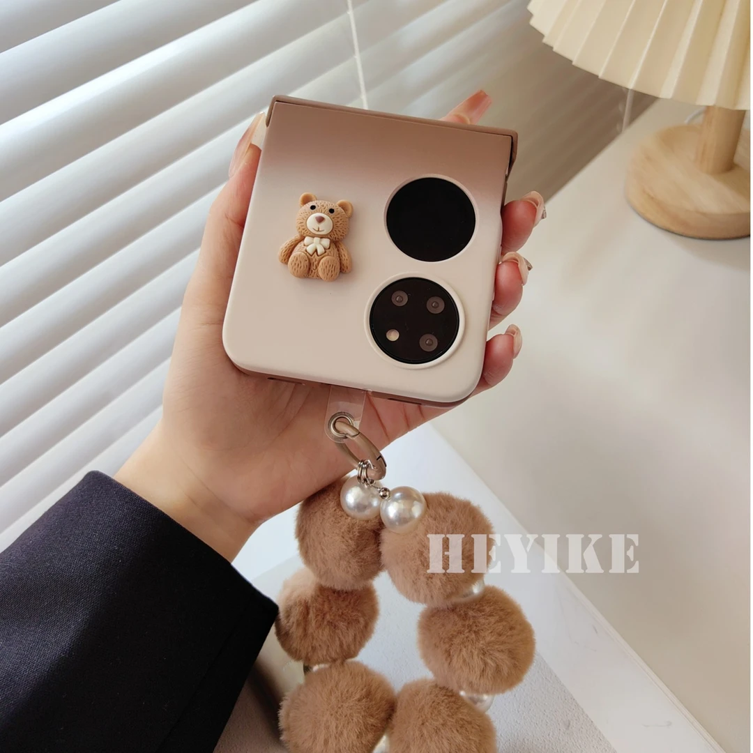 秋冬焦糖棕色毛绒华为Pocket2手机壳pockets宝盒折叠全包保护套女