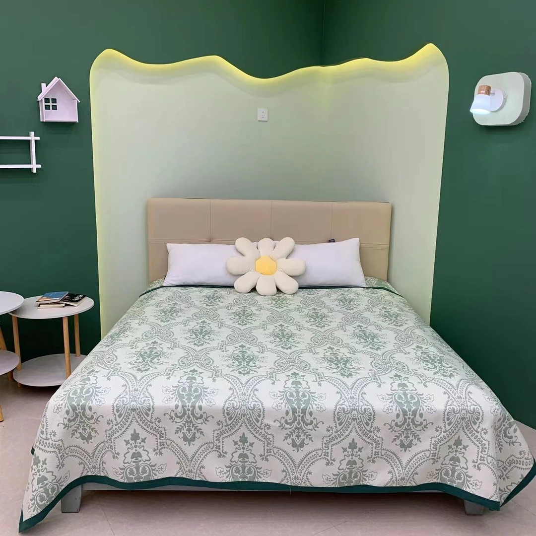 【欧式花瓶】2.3x2.5米精梳棉纱布软凉席双人加大四季多功能床盖