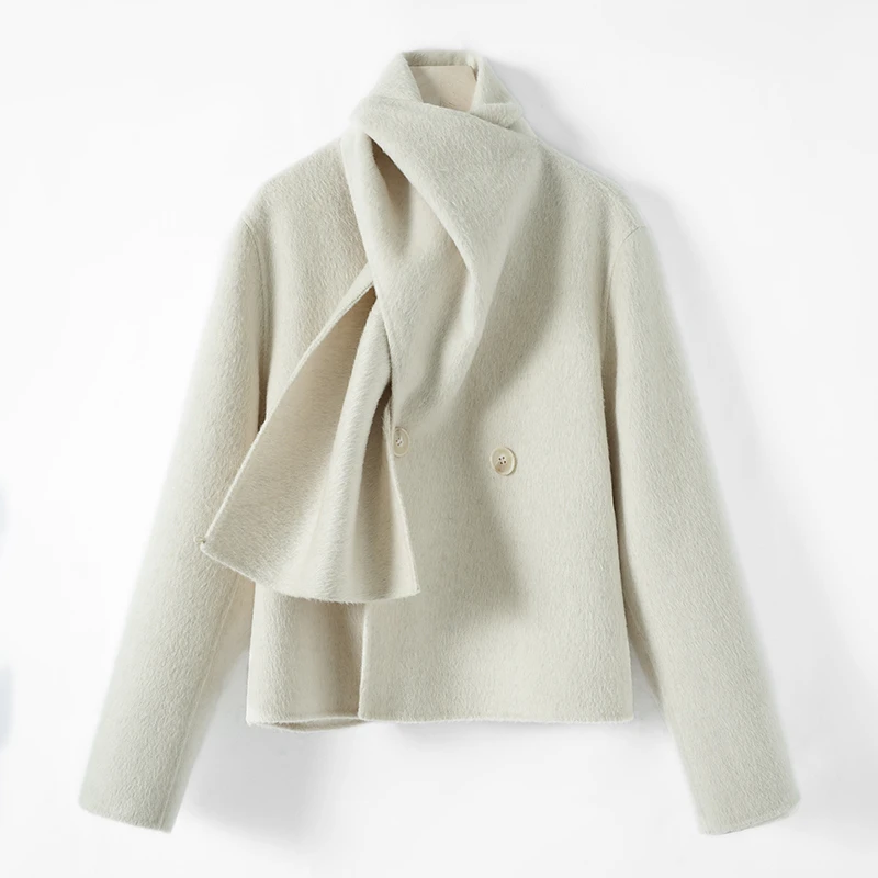 双面呢大衣气质时尚百搭女士纯色保暖秋冬88016