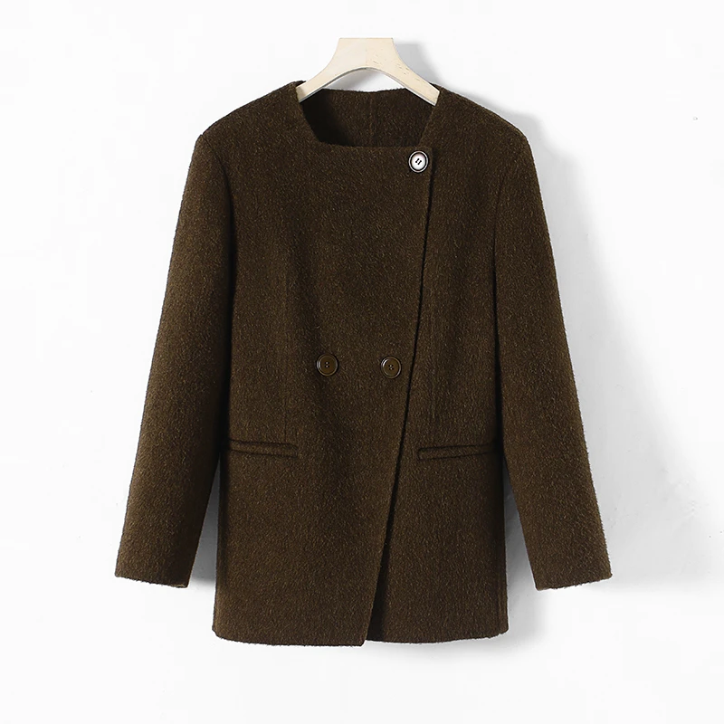 毛呢短外套气质短款时尚休闲百搭复古简约88031