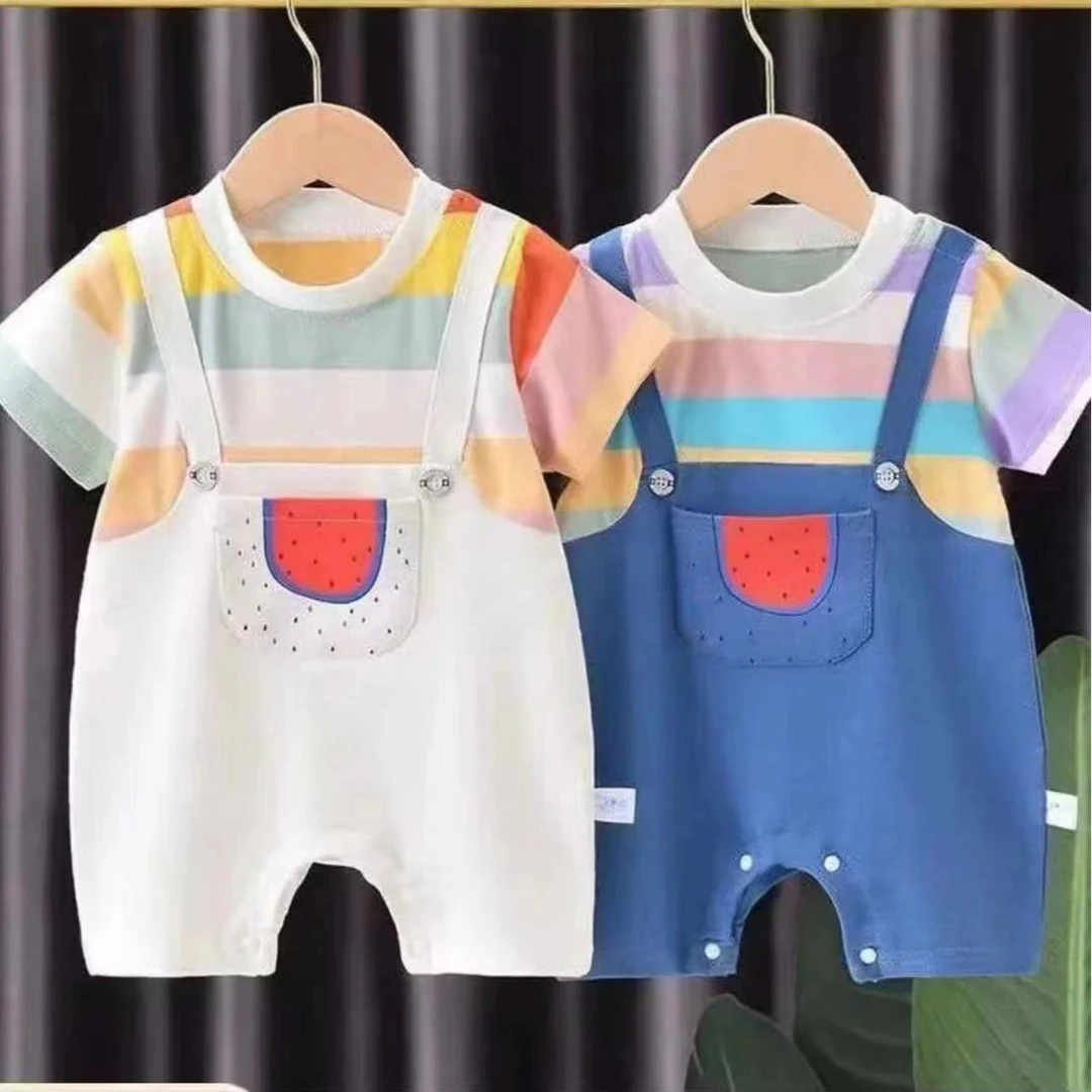 新生婴儿连体衣夏季新款短袖薄款可爱衣服男女宝宝套头哈衣爬爬服