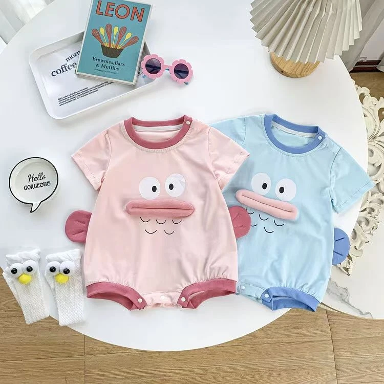 婴幼儿2024夏季卡通丑鱼短袖包屁衣夏装穿搭哈衣男女宝宝超萌爬服