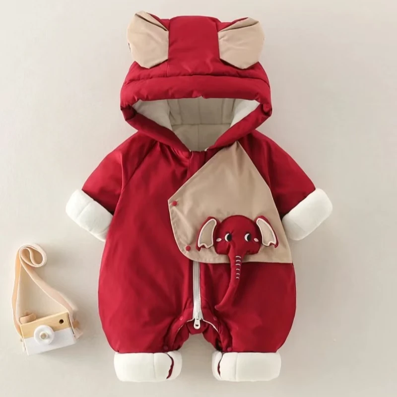 婴儿冬季超萌可爱加绒加厚连体衣棉服宝宝衣服超萌可爱冬装外出服