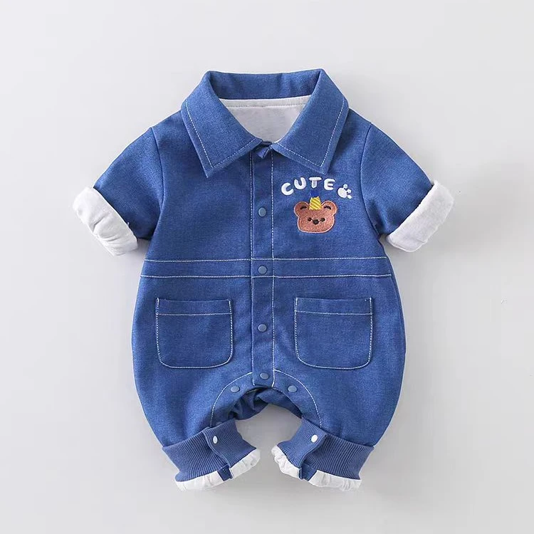 婴幼儿春秋新款时尚帅气外出连体哈衣男宝宝洋气小翅膀长袖爬爬服