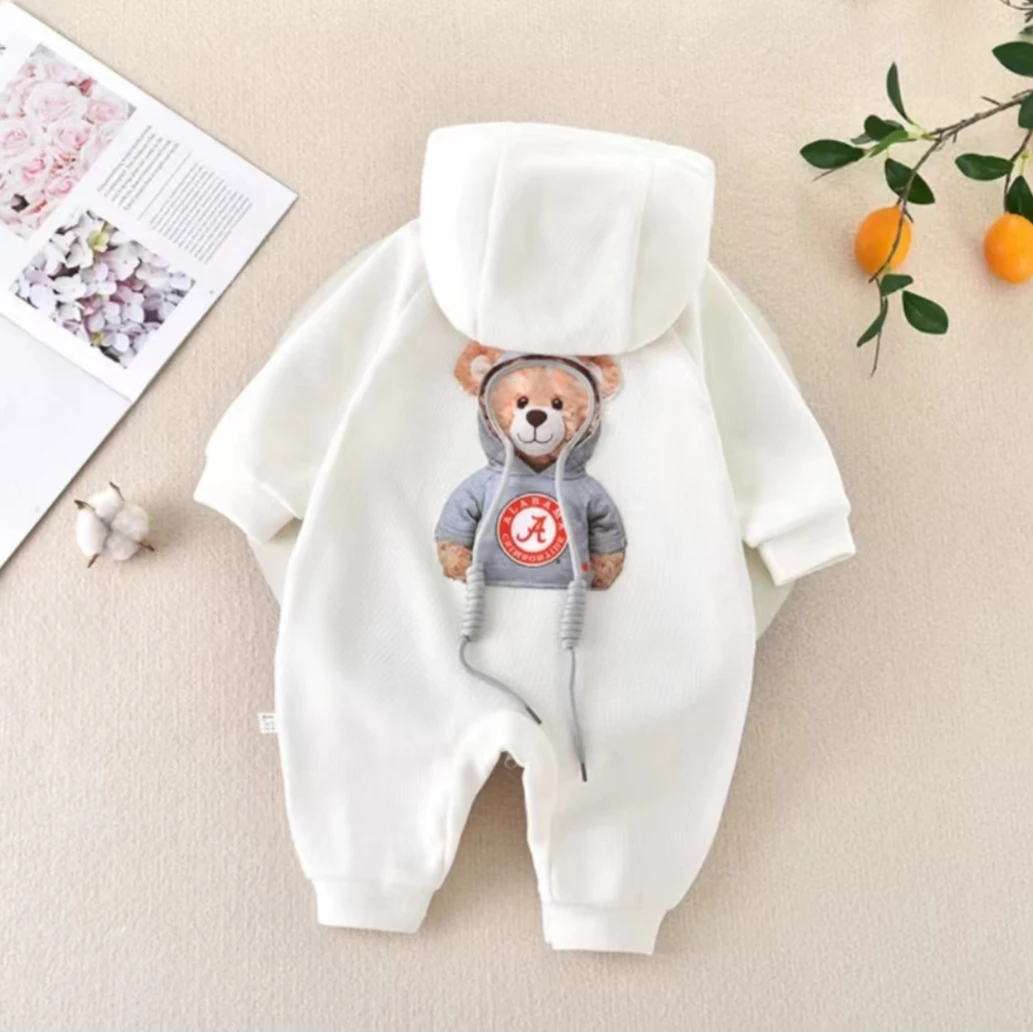 婴儿秋季连体衣带帽新生儿衣服春秋装男女满月宝宝春天哈衣外出服