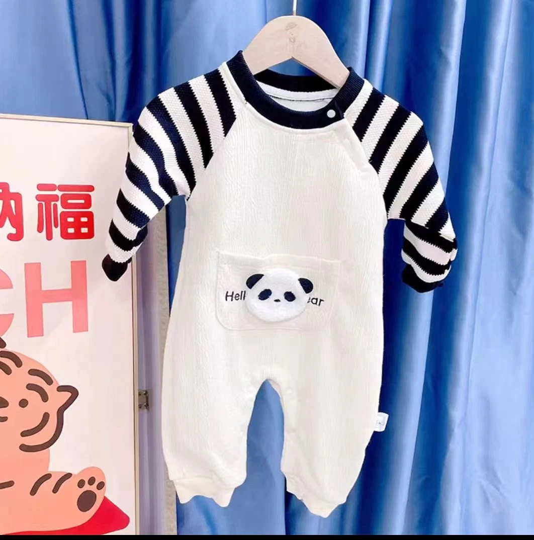 秋款婴儿连体衣春秋可爱超萌男宝宝ins风衣服哈衣春款外出爬服