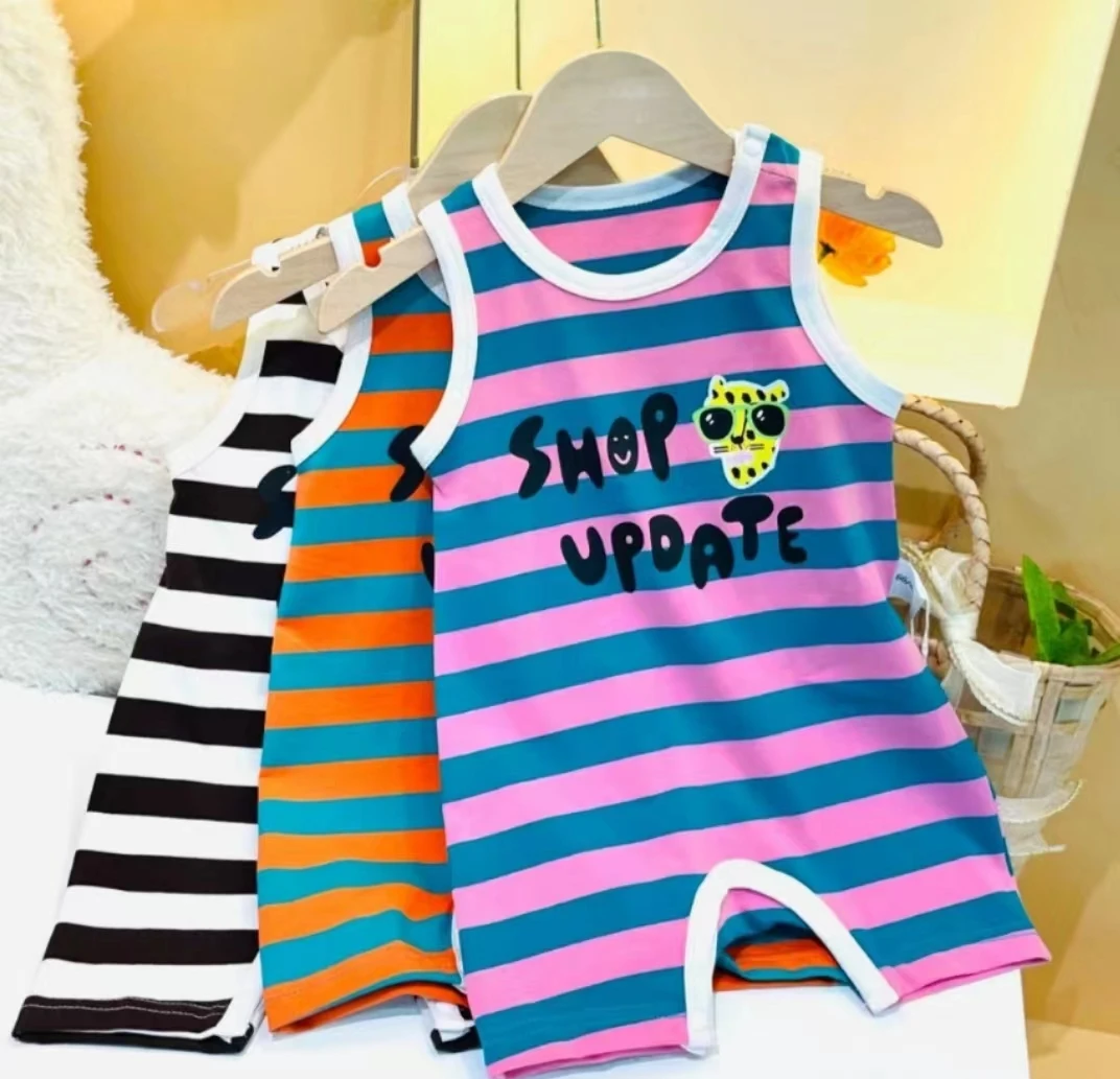 宝宝无袖可爱卡通连体衣儿童时尚吊带夏季爬服婴儿背带哈衣