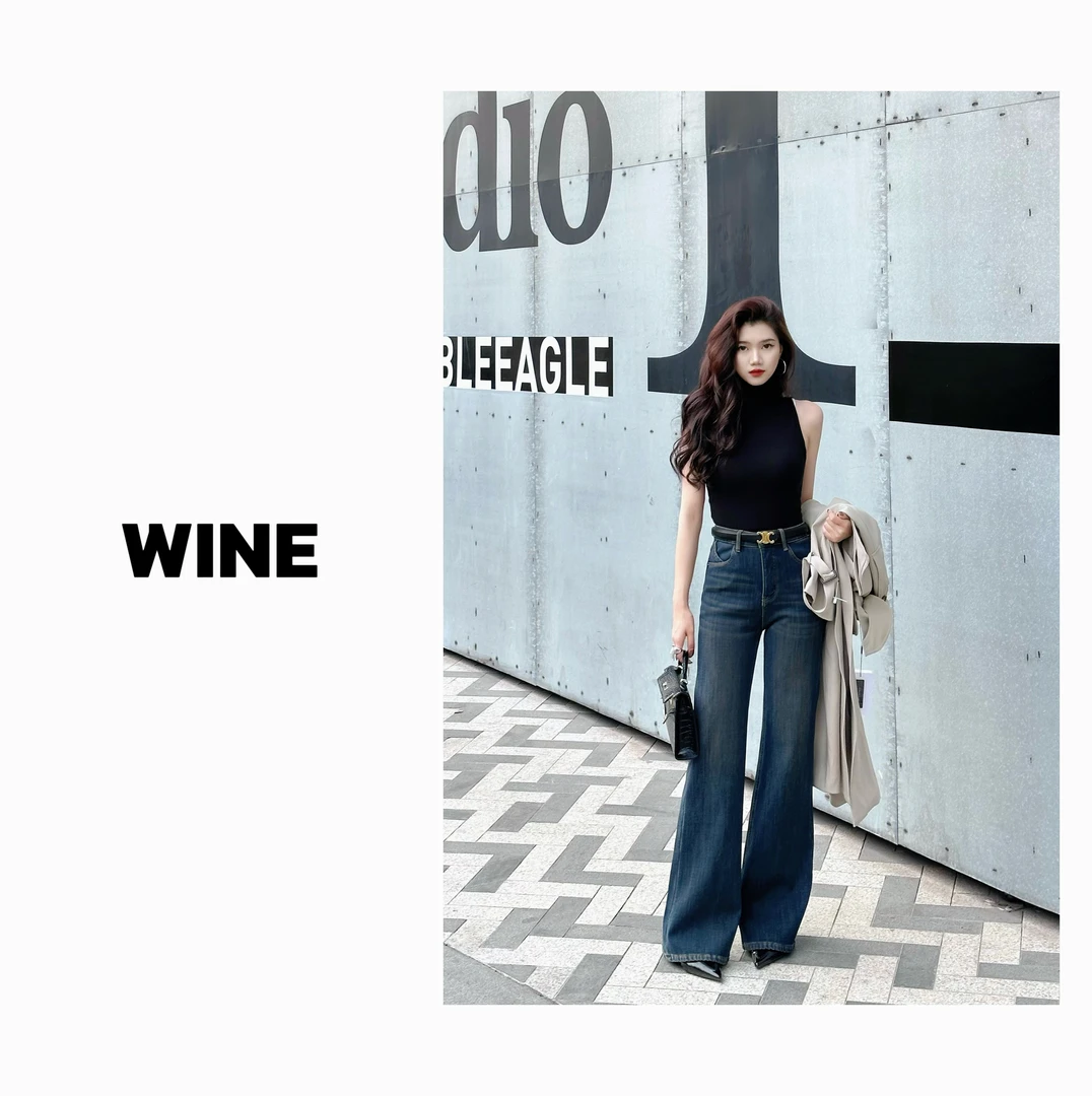 【Wine】·罗马经典·专柜品质莱赛尔四面弹微喇直筒裤牛仔裤