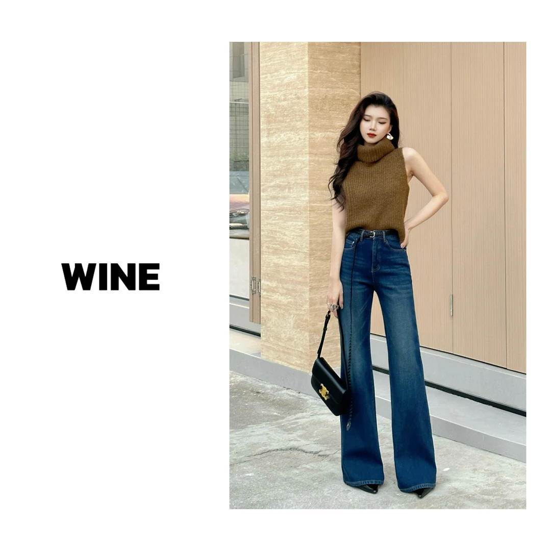【Wine】·悉尼夜幕·2025柔感莱赛尔弹力微喇直筒裤牛仔裤