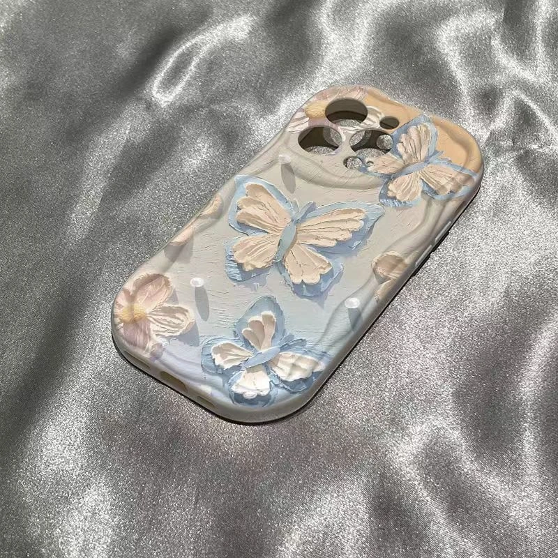 ins艺术彩绘蝴蝶iPhone15/13苹果14pro/12手机壳全包防摔软壳高级