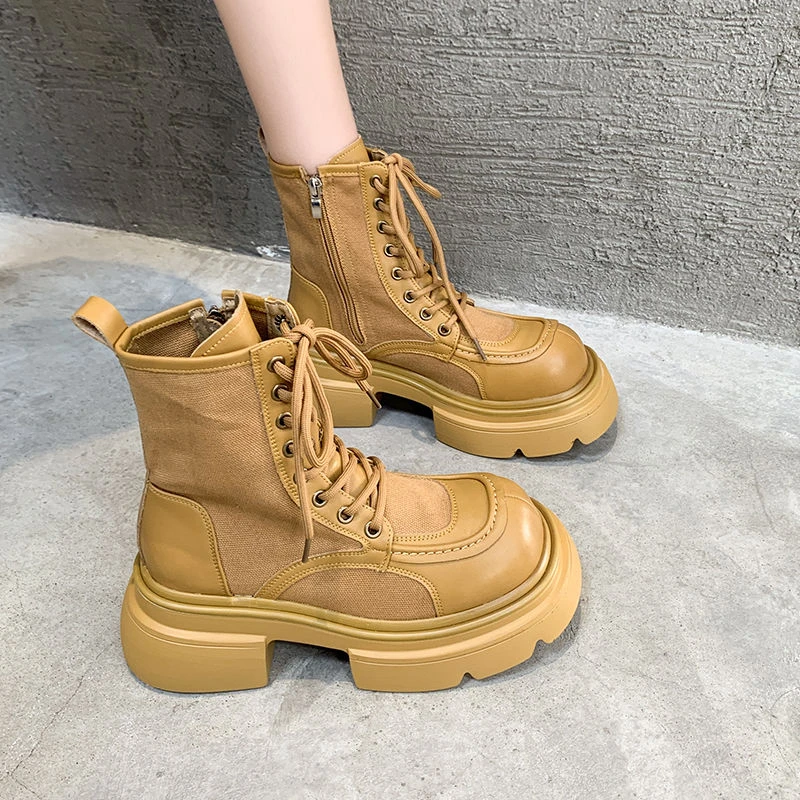 回力潮品机车复古爆款厚底马丁靴女款英伦风2023新款超酷小短靴潮