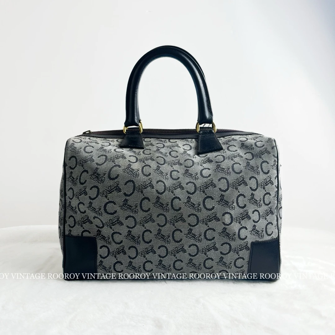 95新 Celine/思琳 黑色 老花 帆布 手提包/7741