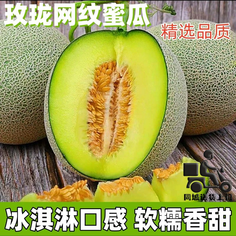 新疆产地网纹瓜蜜瓜高甜度一藤一瓜双11高端水果礼盒净重3斤/6斤左右