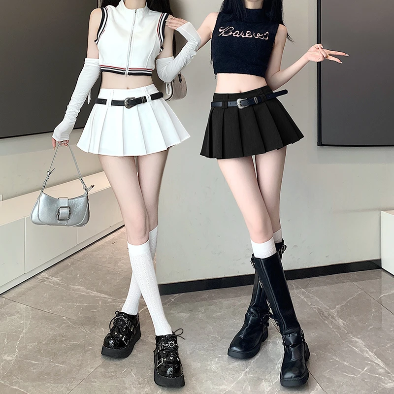 辣妹超短裙高腰百褶裙春2025新款小个子显瘦a字半身裙防走光裙子