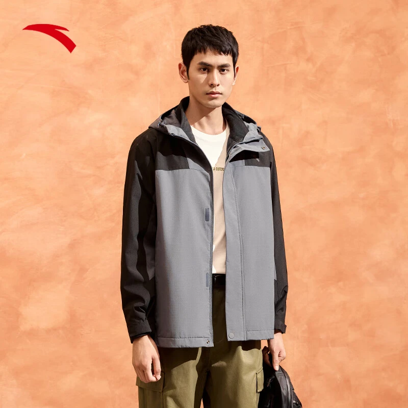 安踏防泼水外套男女两件套秋季户外运动休闲保暖上衣152447629-ZB