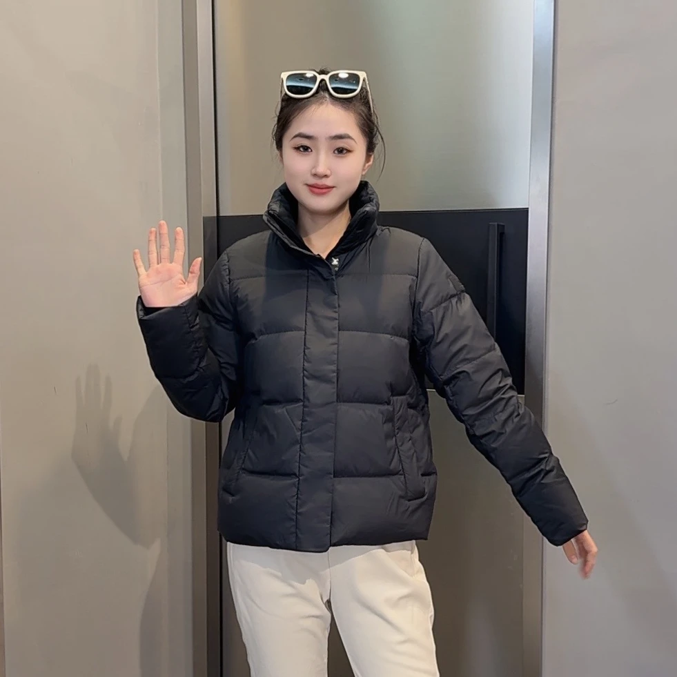 安踏速暖羽绒服女子冬季新款防泼水面短款立领外套162447915-LL