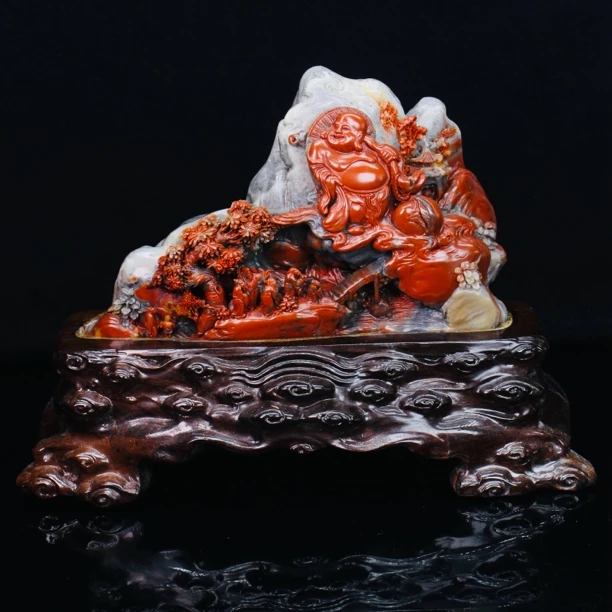 寿山石题材 皆大欢喜 净尺寸23.5+15.5+8厘米1983克