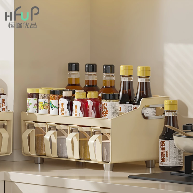 新款调料盒轻奢奶油风厨房家用台面置物架多功能调料收纳盒储物架