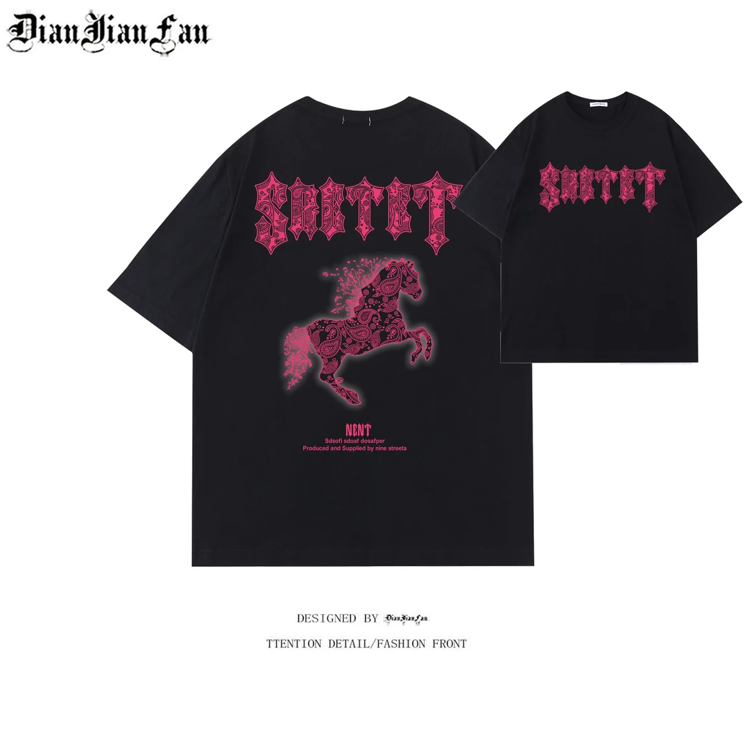 2024设计款半袖宽松休闲设计师情侣复古潮流